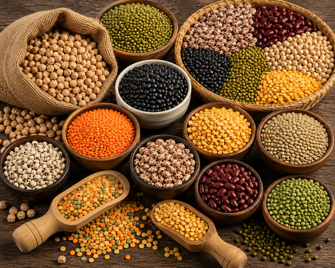 Dried lentils and pulses